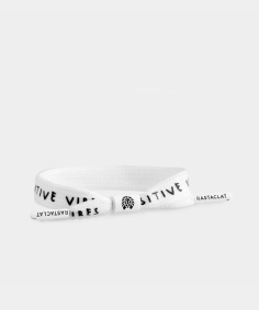 POSITIVE VIBES - WHITE dây đơn trắng chữ đen 1