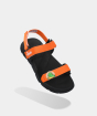 Sandal bé trai Little 6 tem khủng long màu đen cam 1